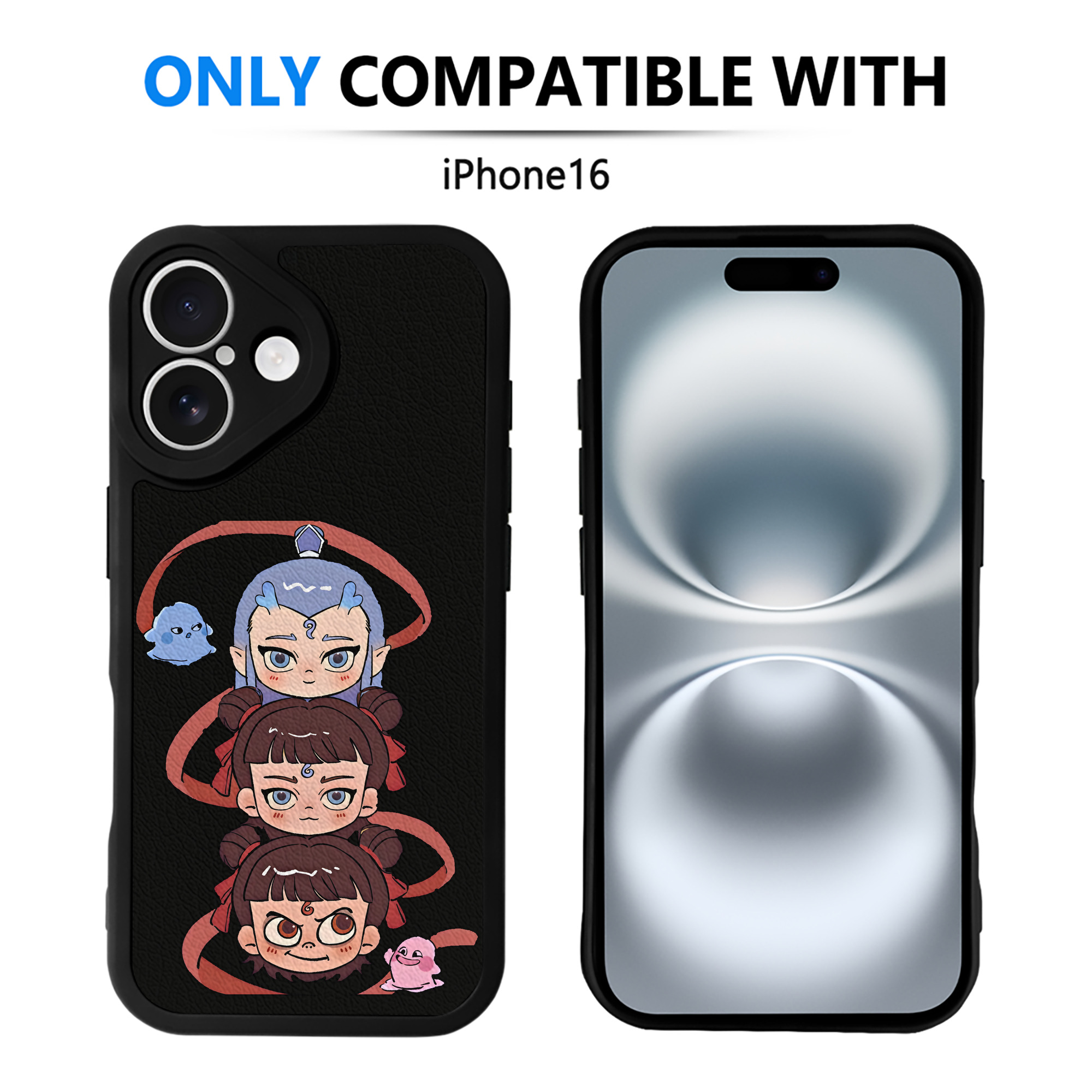（画像用） Ne Zha 2 ナタ 魔童の大暴れ 【iPhone 16シリーズ対応】シリコンスマホケース（レザー調） 材質：シリコン